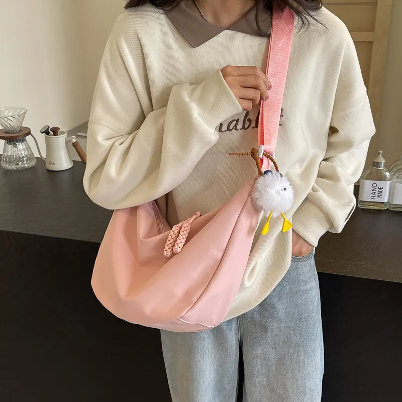 GOX Nylon Shoulder Bag Women's White/Black/Pink/Yellow/Green-16