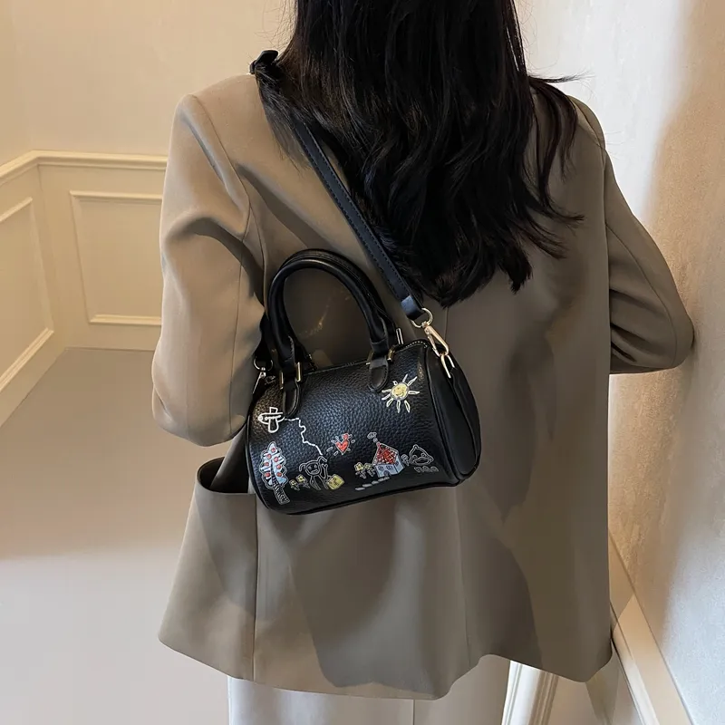 GOX PU Handbag, Shoulder Bag, Crossbody Bag Regular Women's Ecru/Black/Brown-8
