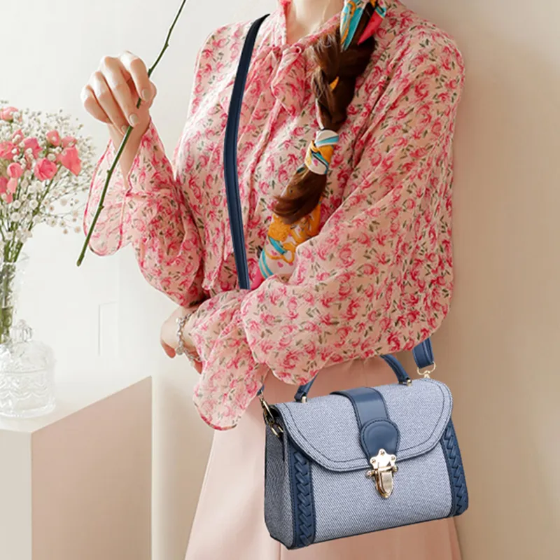 GOX PU Handbag, Shoulder Bag, Crossbody Bag Regular Women's Gray/Blue Brown-4