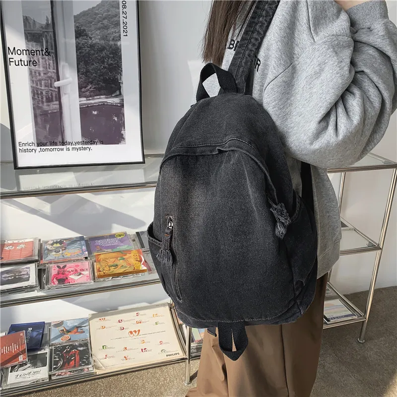 GOX Denim Laptop Backpack Bag Regular Unisex Blue/Black-7