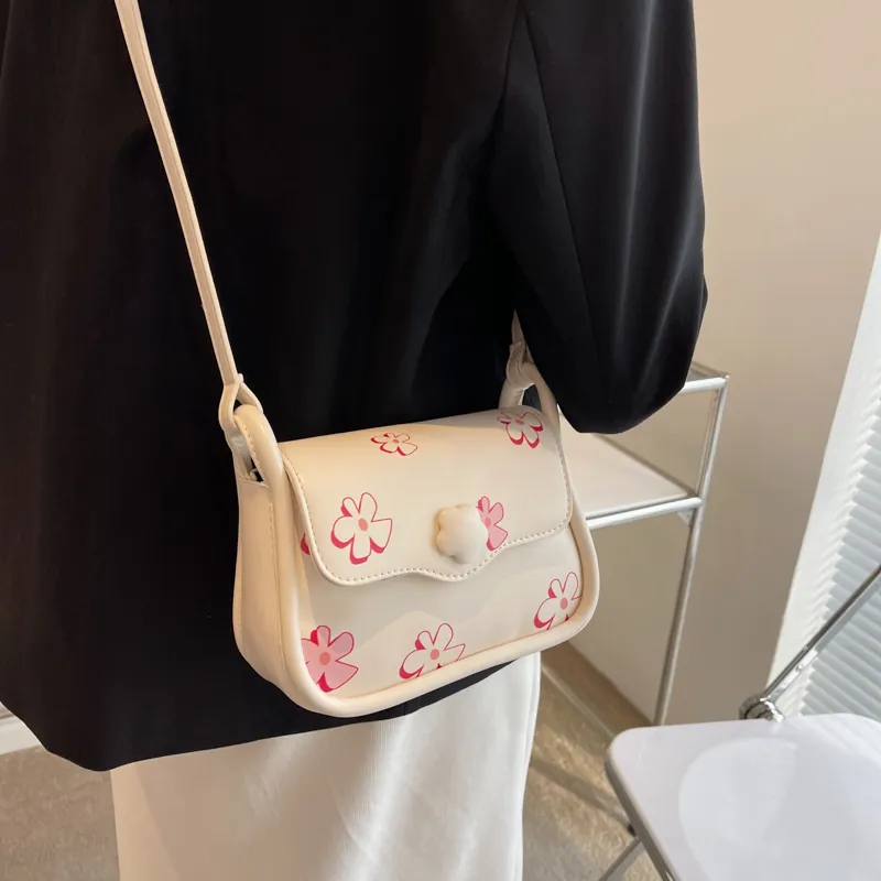 GOX PU Crossbody Bag Regular Women's Green/Pink/Milk Texture/Small Flower-21