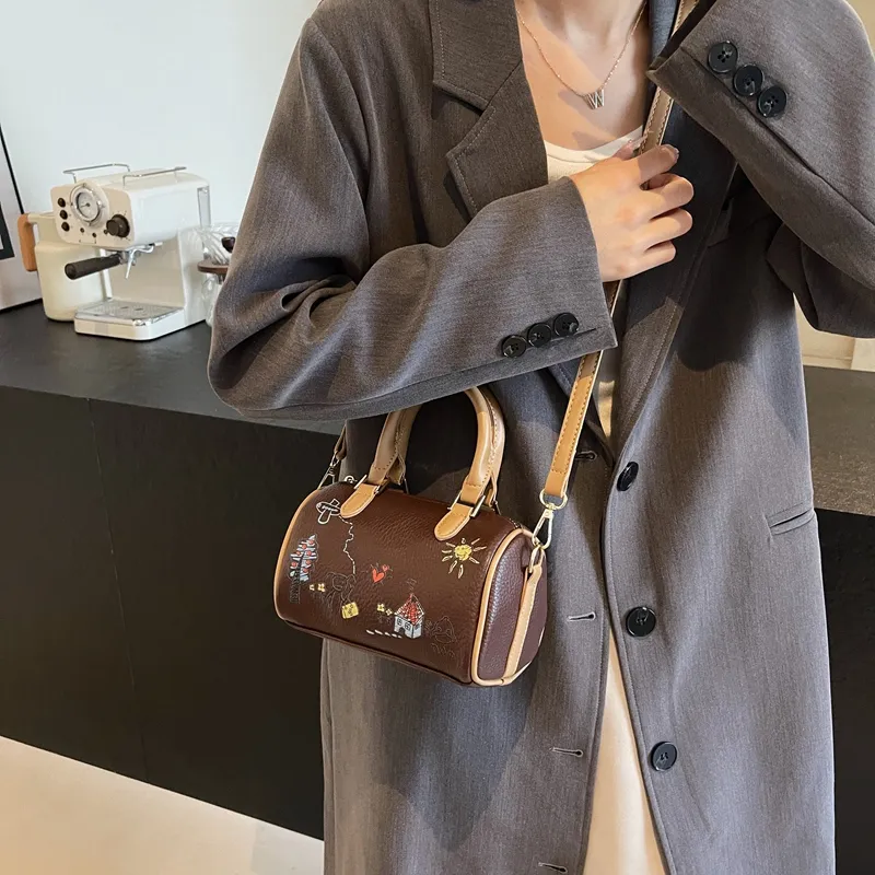GOX PU Handbag, Shoulder Bag, Crossbody Bag Regular Women's Ecru/Black/Brown-17