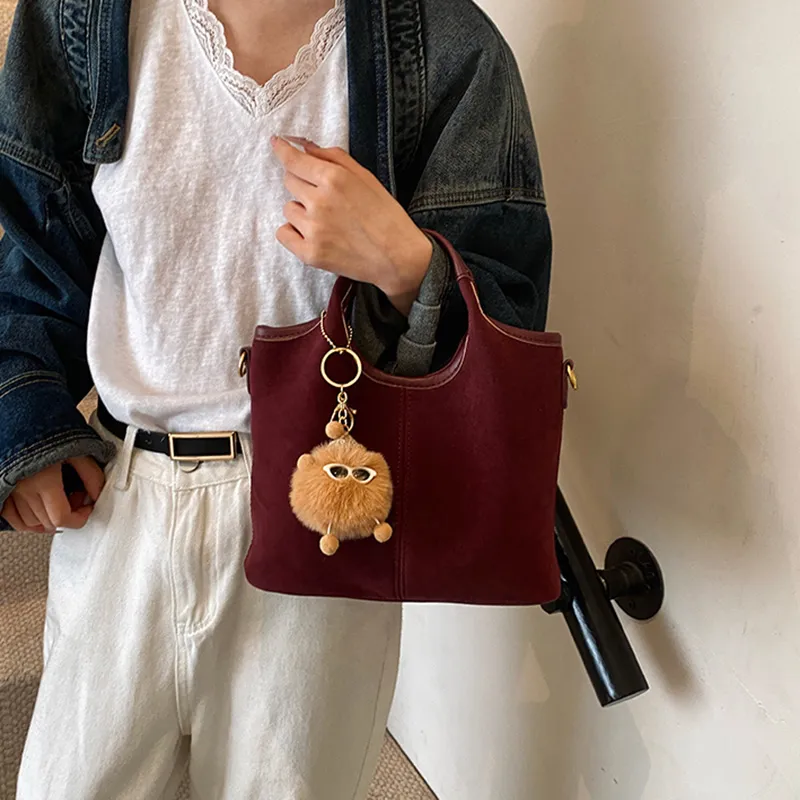 GOX PU Crossbody One Shoulder Handbag Women's Fuchsia/Brown-1