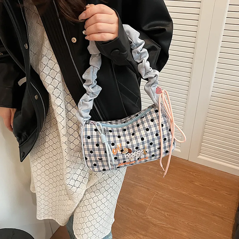 GOX Nylon Shoulder Bag Regular Women's Black/Pink/Sky Blue-16
