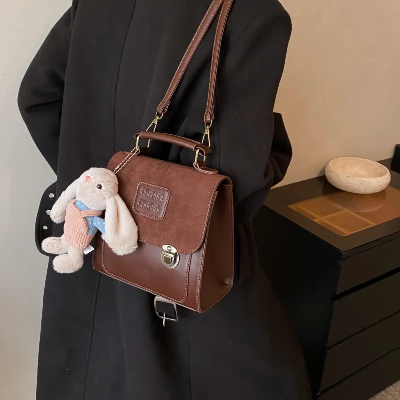 GOX PU Backpack Regular Women's Black With Charm/Coffee With Charm-11