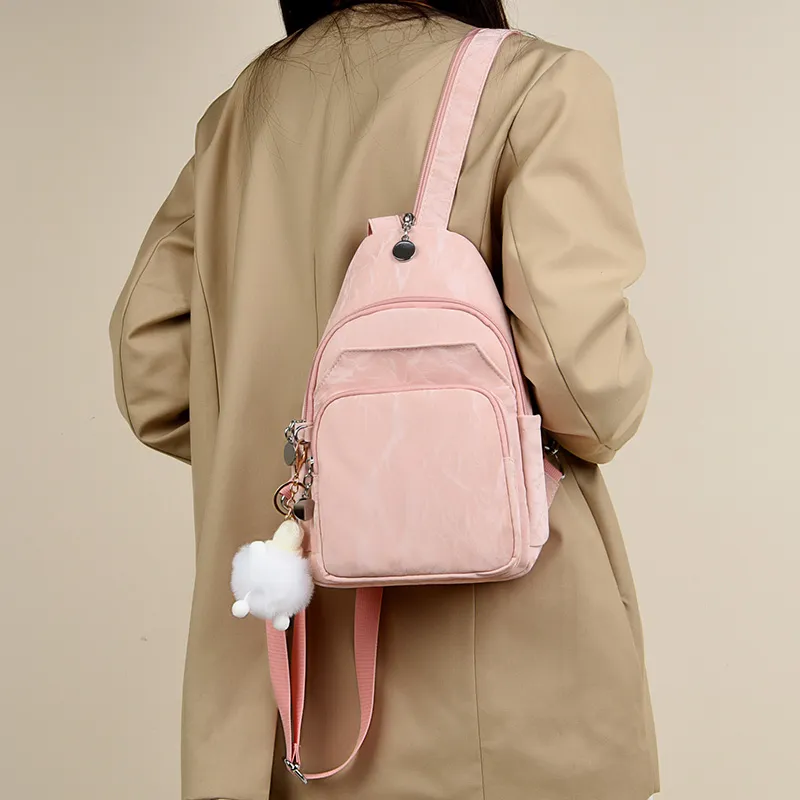 GOX Nylon Sling Bag Backpack Regular Women's Ivory/Silver/Black/Pink/Lake Blue-15