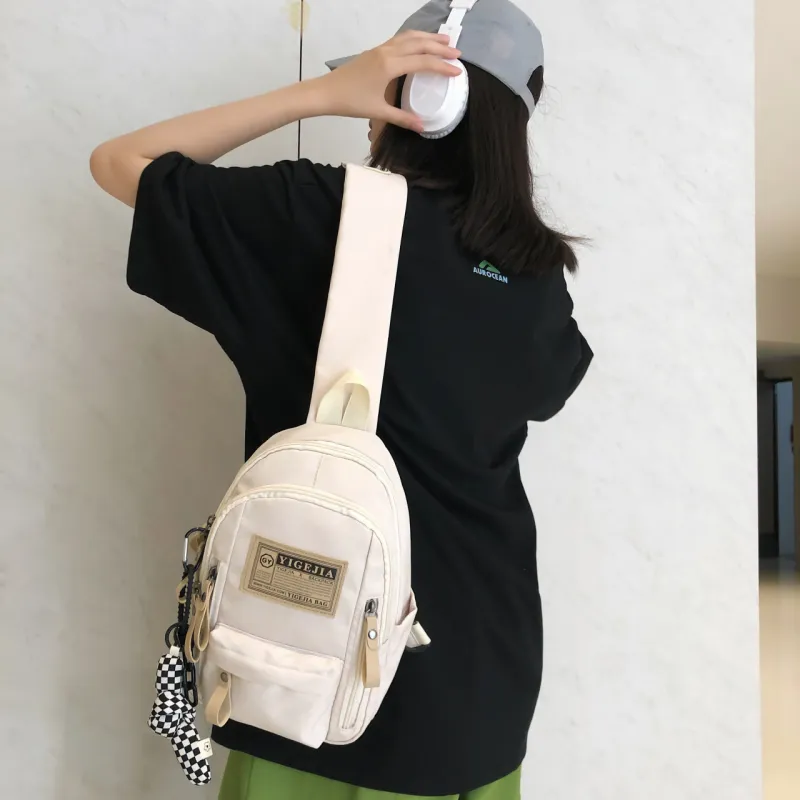 GOX Nylon Sling Bag Regular Unisex White/Black/Burgundy-4
