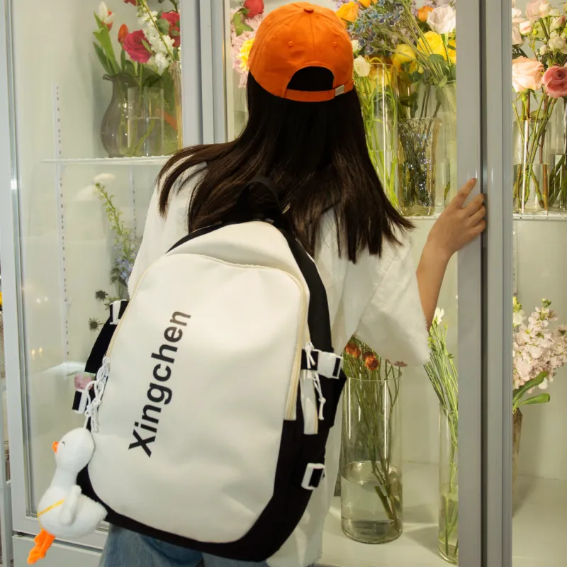 GOX Nylon Backpack Regular Unisex Peacock Blue & Orange White/Orange & Blue White/Light Blue & Pink White/Black-8