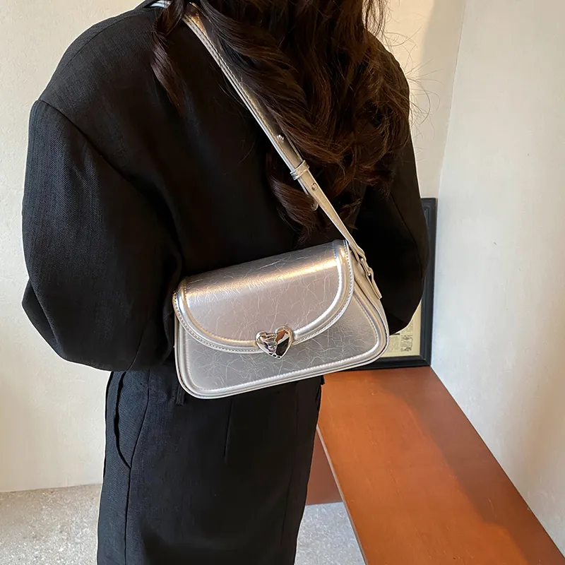 GOX PU Shoulder Bag, Crossbody Bag Regular Women's White/Silver/Black/Red-5