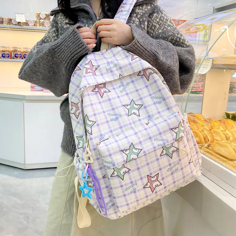 GOX Nylon Backpack Women's Pink/Purple/Green/Sky Blue/Black-4