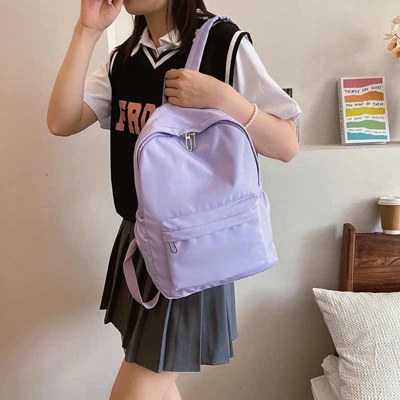 GOX Nylon Backpack Regular Unisex Ecru/Black/Purple/Green/Blue/Pink/Yellow/Orange Red-41
