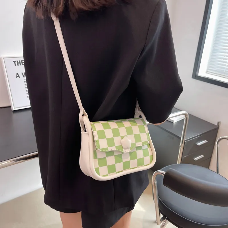 GOX PU Crossbody Bag Regular Women's Green/Pink/Milk Texture/Small Flower-3