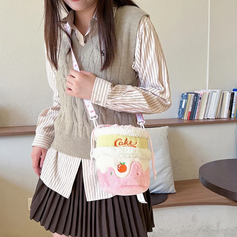 GOX Corduroy Bucket Bag, Shoulder Bag Women's Purple/Pink/Brown-11