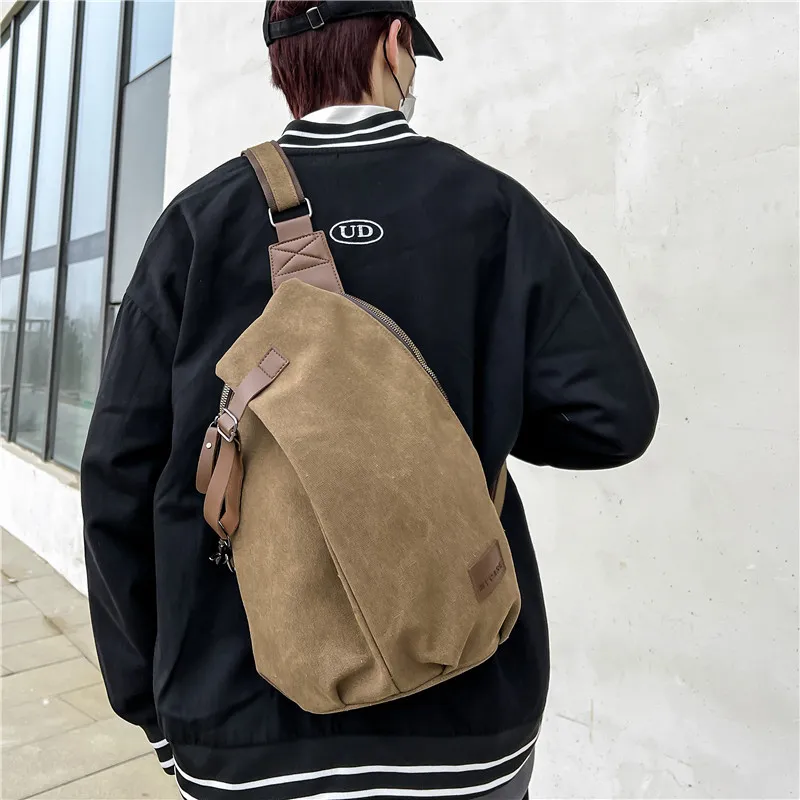 GOX Canvas Sling Bag Men's Black/Khaki-5