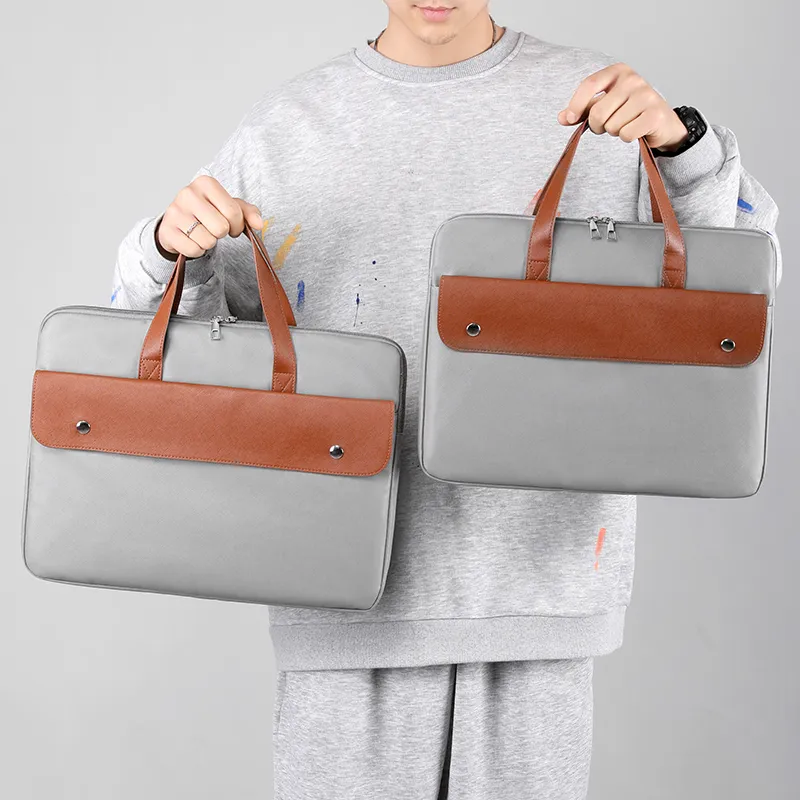 GOX PU Laptop Bag Portable Document Briefcase Laptop Bag Tubas Unisex White/Gray/Black/Dark Blue-10