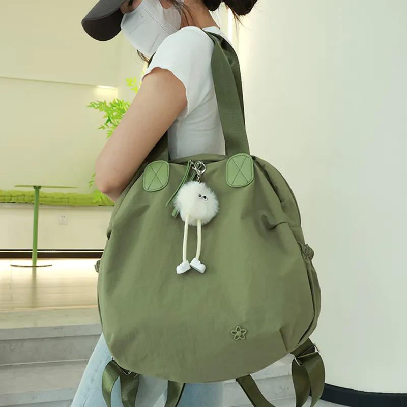 GOX Nylon Fabric One Shoulder Portable Backpack Regular Unisex Apricot/Black/Green-13