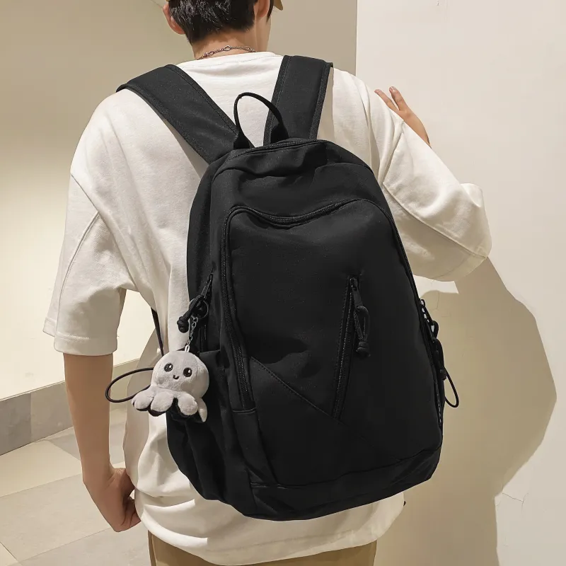 GOX Nylon Backpack Regular Unisex White/Black/Brown/Gray-11