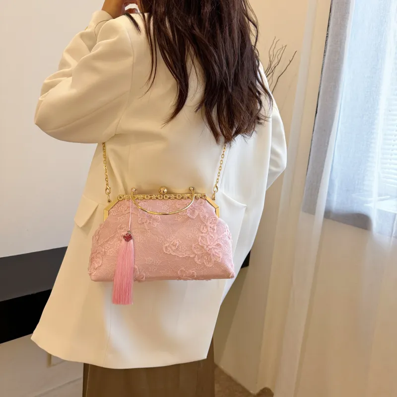 GOX Polyester Shoulder Bag, Crossbody Bag, Handbag Regular Women's Black/White/Pink-14