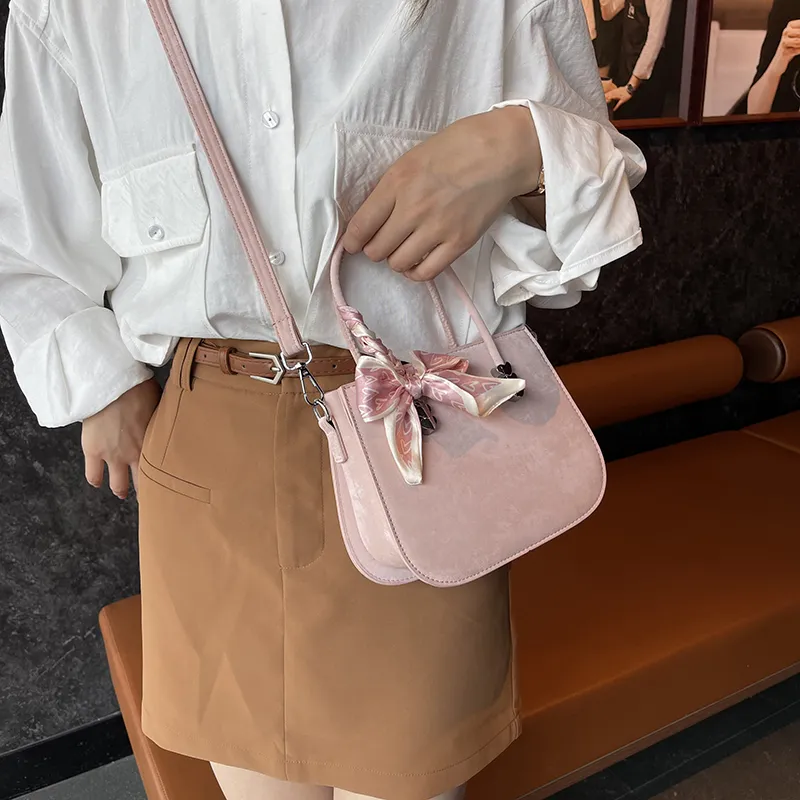 GOX PU One Shoulder Handbag Women's White/Gray/Black/Khaki/Blue/Pink-23