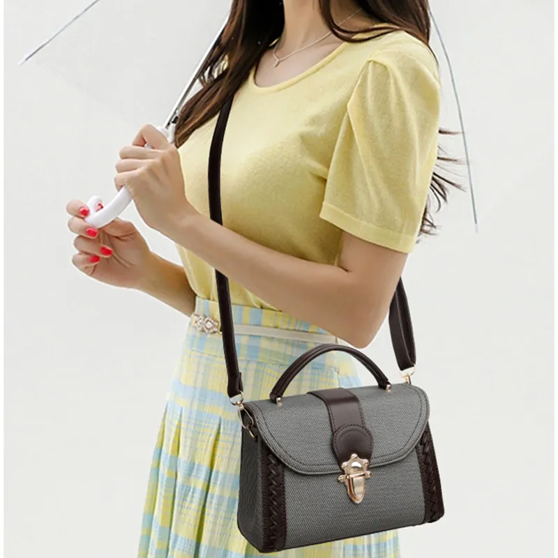 GOX PU Handbag, Shoulder Bag, Crossbody Bag Regular Women's Gray/Blue Brown-2