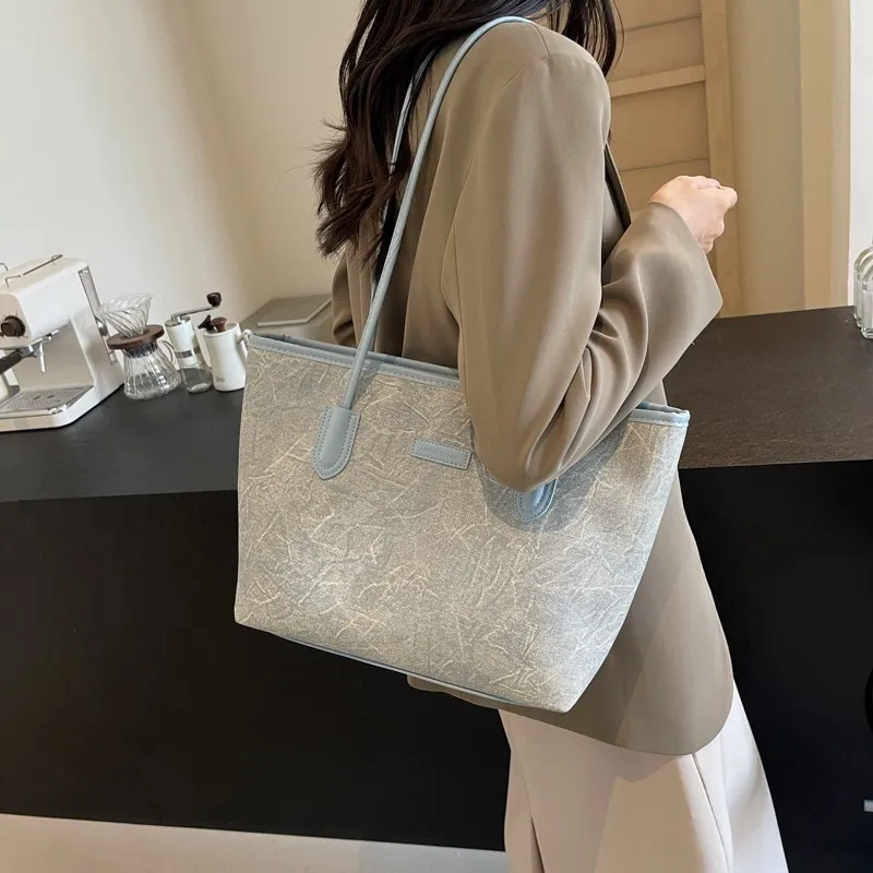 GOX PU Shoulder Bag Regular Women's Blue/Brown-2