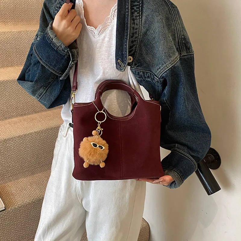 GOX PU Crossbody One Shoulder Handbag Women's Fuchsia/Brown-3