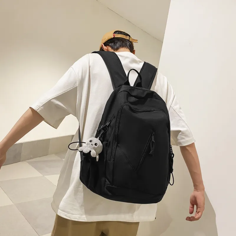 GOX Nylon Backpack Regular Unisex White/Black/Brown/Gray-9