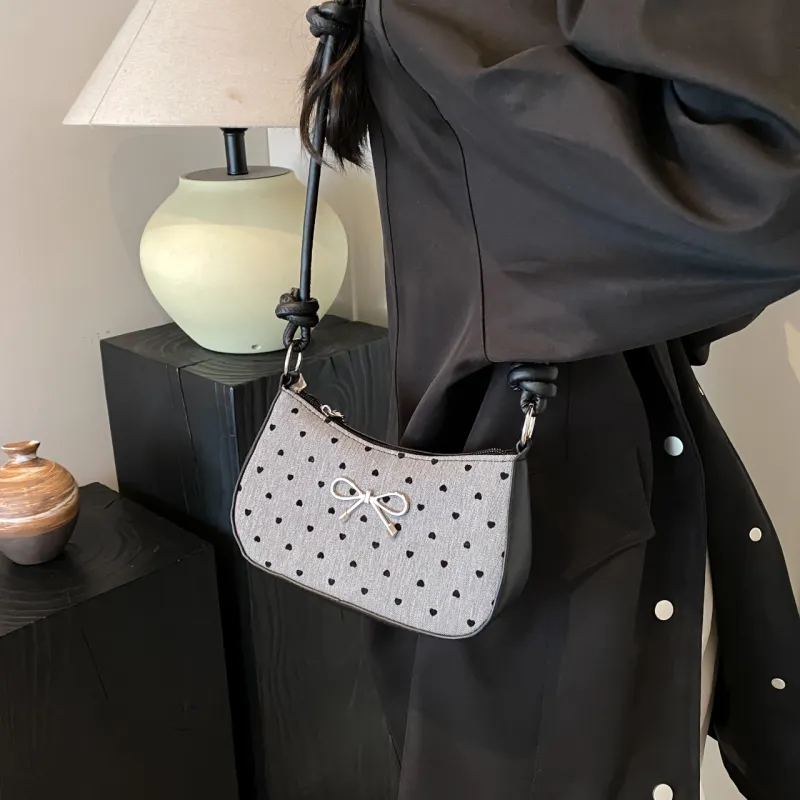 GOX PU Shoulder Bag Regular Women's Black Polka Dot/Black Butterfly/Gray Heart/Gray Polka Dot-14