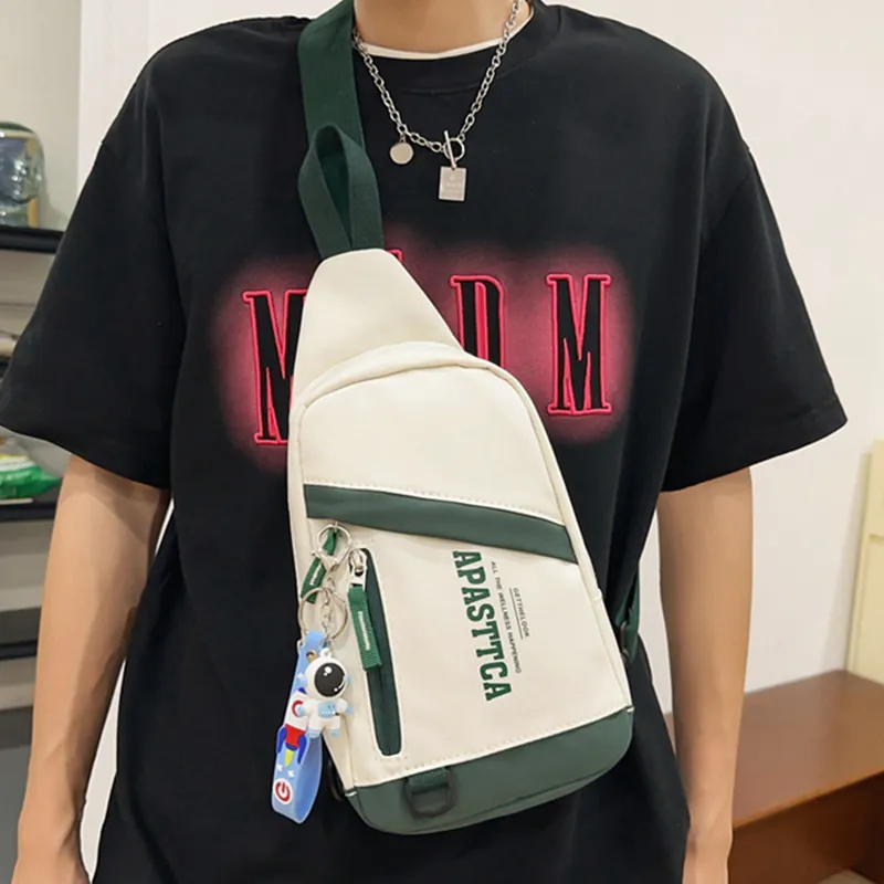 GOX Nylon Sling Bag Regular Unisex Light Gray/Black/Emerald Green/Red-13