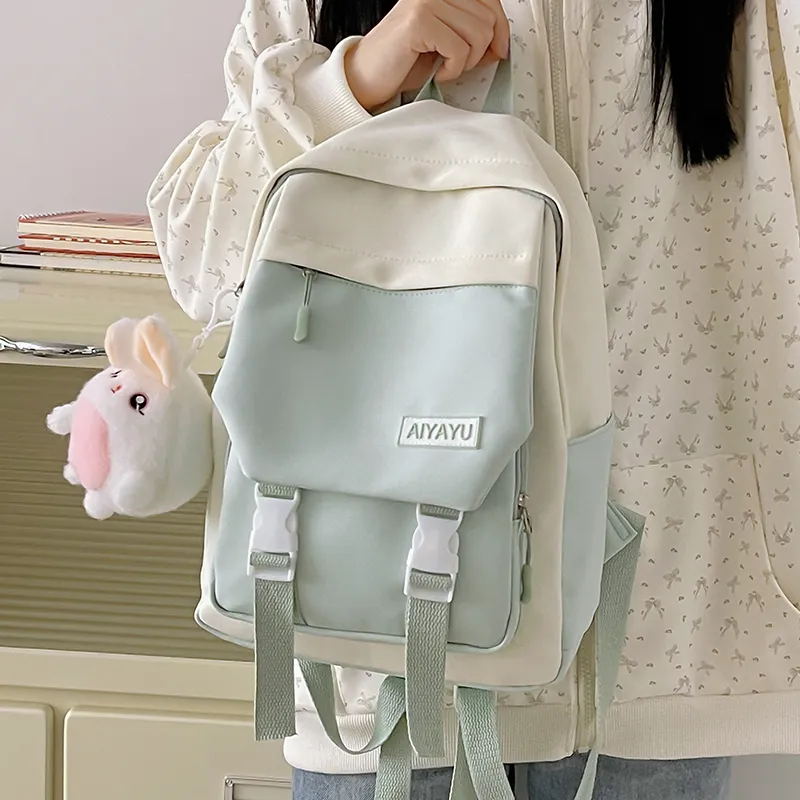 GOX Nylon Backpack Regular Women's Black/Pink/Light Purple/Light Yellow/Light Green-18