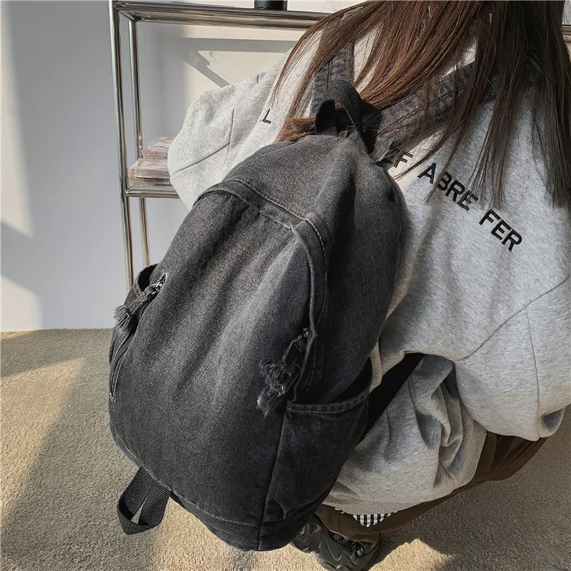 GOX Denim Laptop Backpack Bag Regular Unisex Blue/Black-8