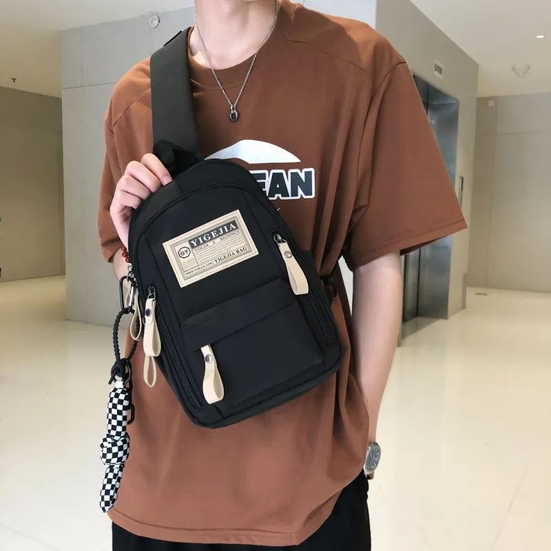 GOX Nylon Sling Bag Regular Unisex White/Black/Burgundy-7