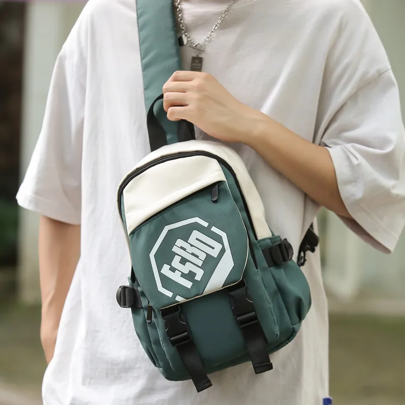 GOX Nylon Crossbody Bag Sling Bag Regular Unisex Black/Green/Beige Yellow-1
