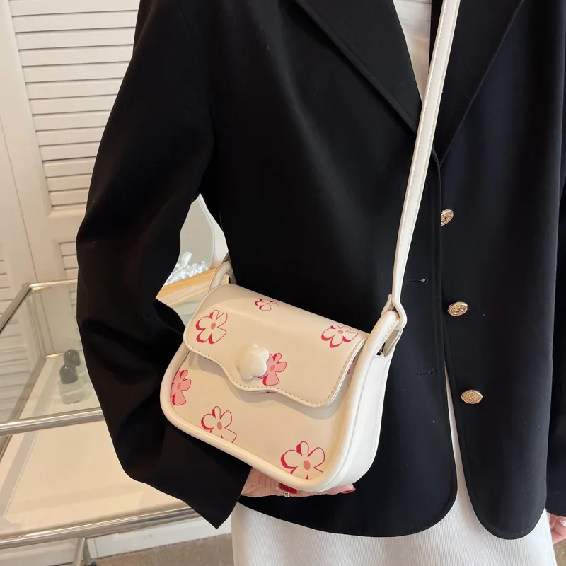 GOX PU Crossbody Bag Regular Women's Green/Pink/Milk Texture/Small Flower-19