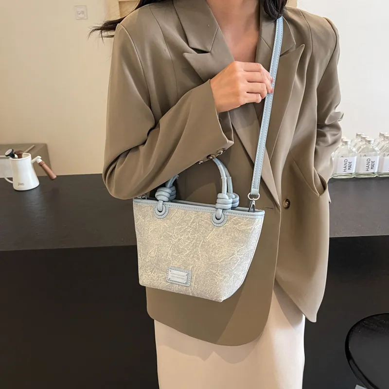 GOX PU Handbag, Shoulder Bag Women's White/Black/Blue-8