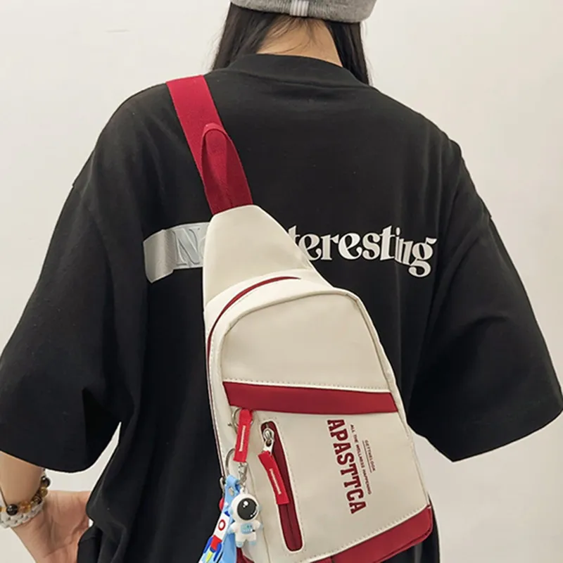 GOX Nylon Sling Bag Regular Unisex Light Gray/Black/Emerald Green/Red-9
