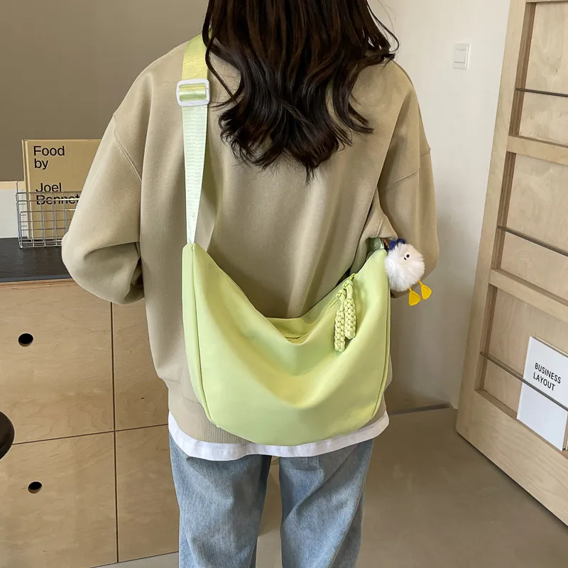 GOX Nylon Shoulder Bag Women's White/Black/Pink/Yellow/Green-23