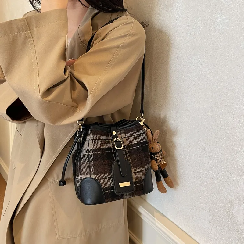 GOX Woolen Crossbody Bag Regular Women's Red Plaid/Blue Plaid/Black Plaid-15