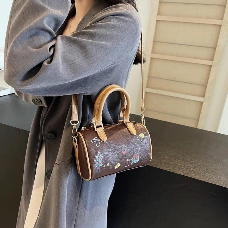 GOX PU Handbag, Shoulder Bag, Crossbody Bag Regular Women's Ecru/Black/Brown-13