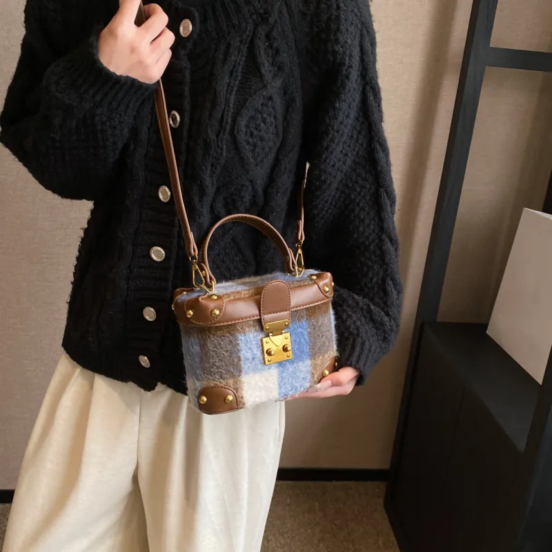 GOX PU Shoulder Bag, Crossbody Bag, Handbag Women's Blue/Brown-4