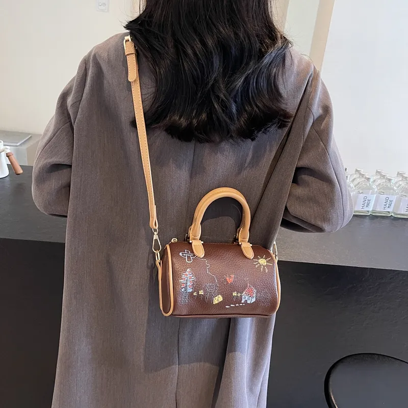 GOX PU Handbag, Shoulder Bag, Crossbody Bag Regular Women's Ecru/Black/Brown-15