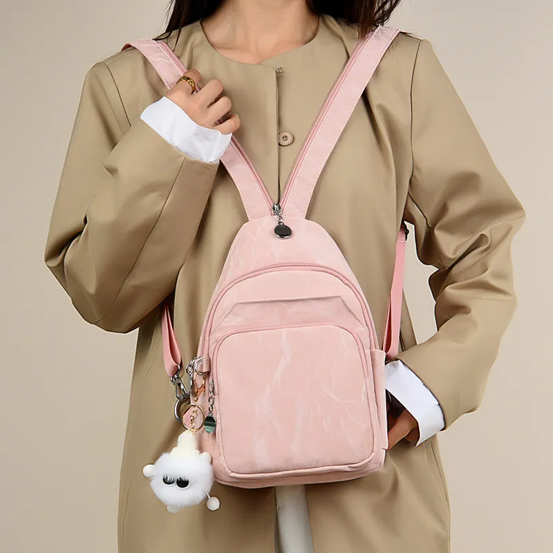 GOX Nylon Sling Bag Backpack Regular Women's Ivory/Silver/Black/Pink/Lake Blue-14