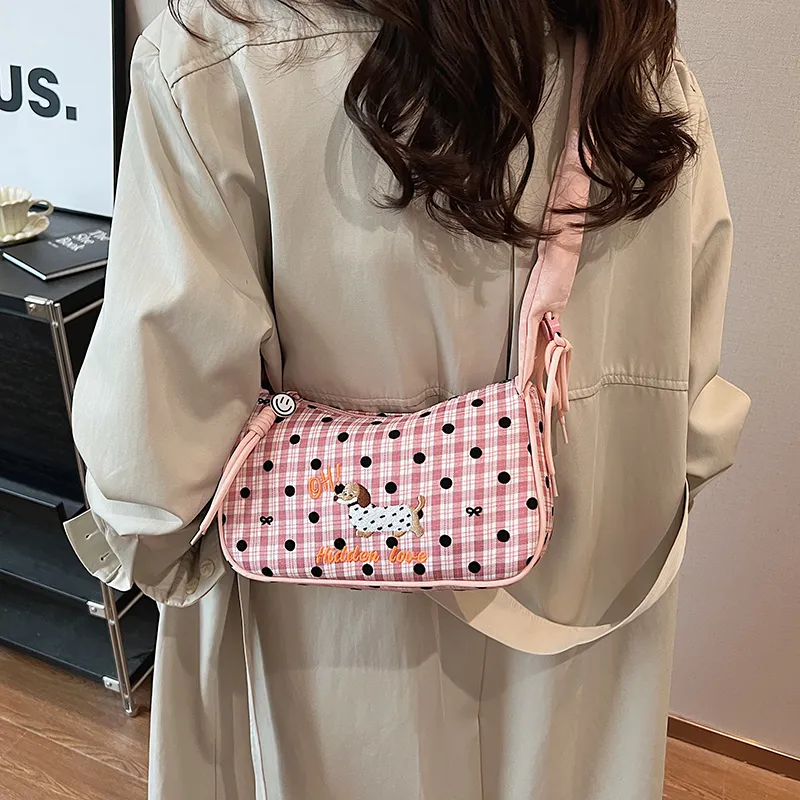 GOX Nylon Shoulder Bag Regular Women's Black/Pink/Sky Blue-12