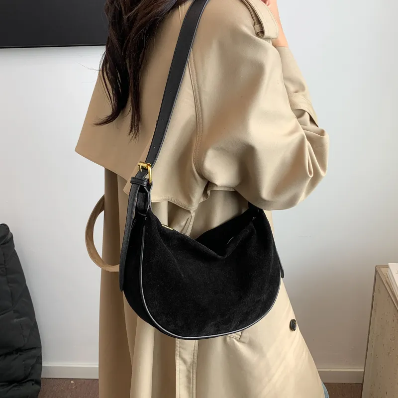GOX Velour Shoulder Bag Women's Black/Burgundy/Brown/Coffee-5