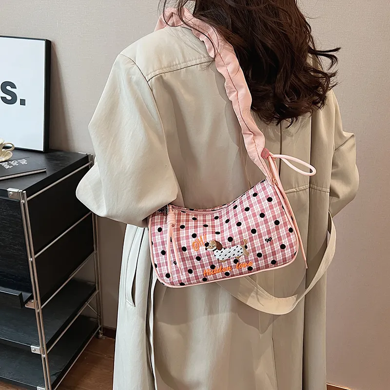 GOX Nylon Shoulder Bag Regular Women's Black/Pink/Sky Blue-9