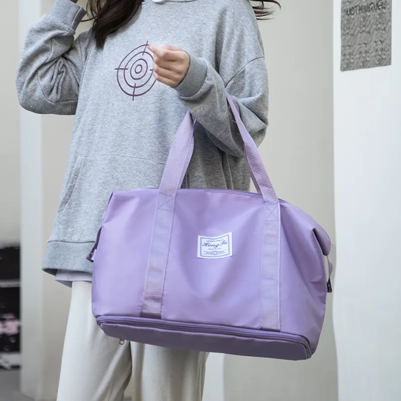 GOX Nylon Travel Bag Regular Unisex Flesh Pink/Black Gray Red/Violet/Dark Purple/Green/Dark Blue/Pink-9