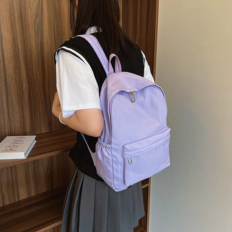 GOX Nylon Backpack Regular Unisex Ecru/Black/Purple/Green/Blue/Pink/Yellow/Orange Red-17