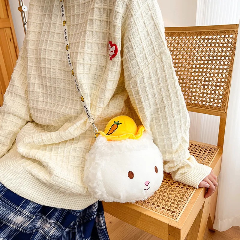 GOX Plush Crossbody Bag Regular Women's White-5