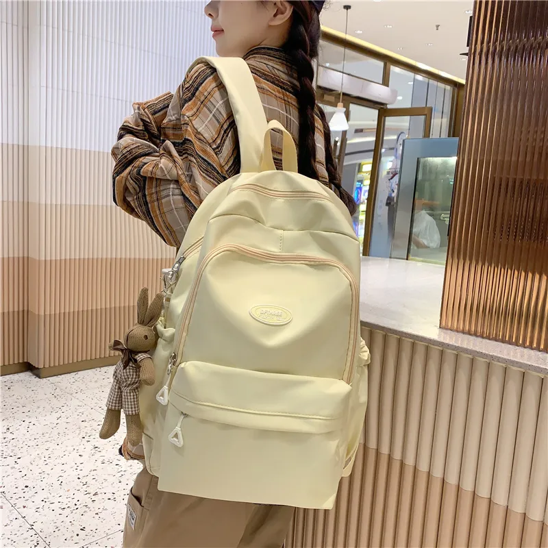 GOX Nylon Backpack Unisex White/Black/Red/Yellow/Green/Blue/Pink-14