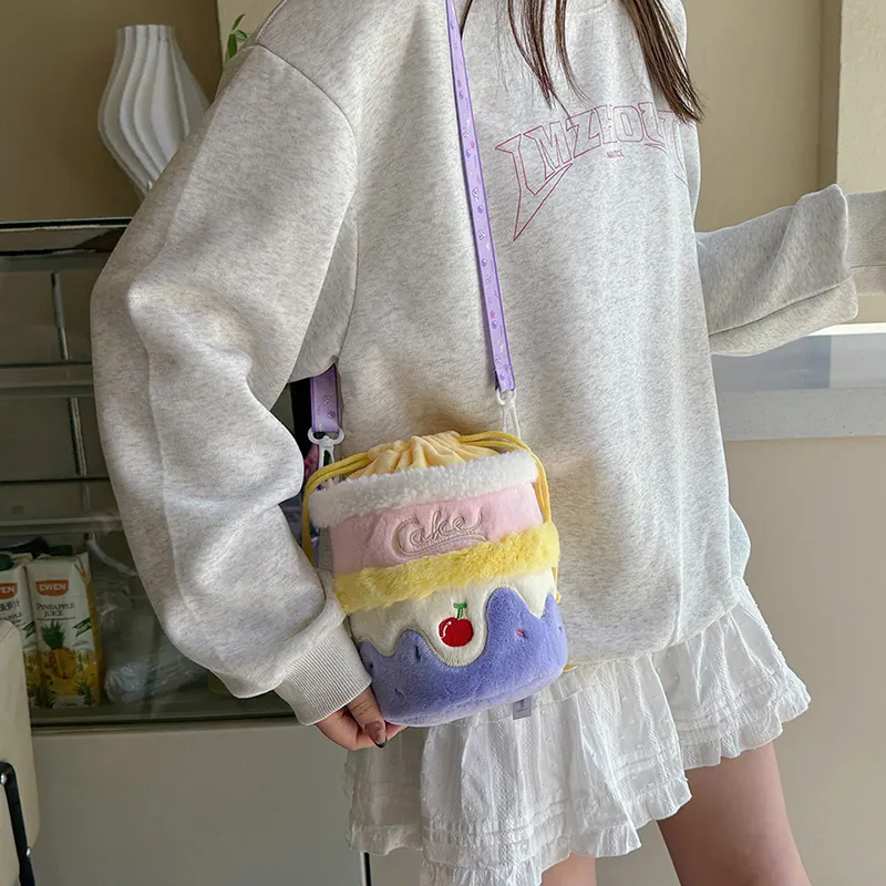 GOX Corduroy Bucket Bag, Shoulder Bag Women's Purple/Pink/Brown-4